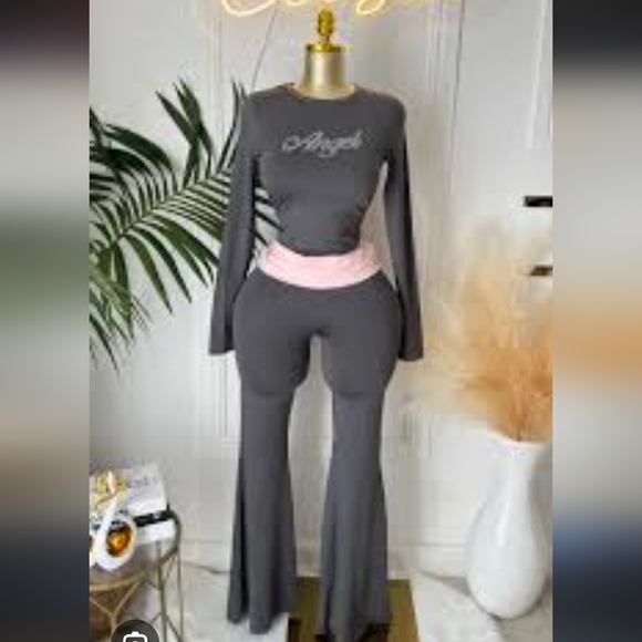 Fashion Nova Tops - Fashion Nova Charcoal Long Sleeve Top with 'Angel' Detail